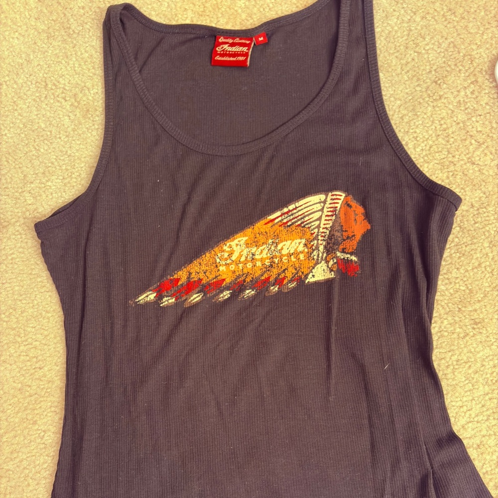 Black Tank Top with Indian Head Graphic